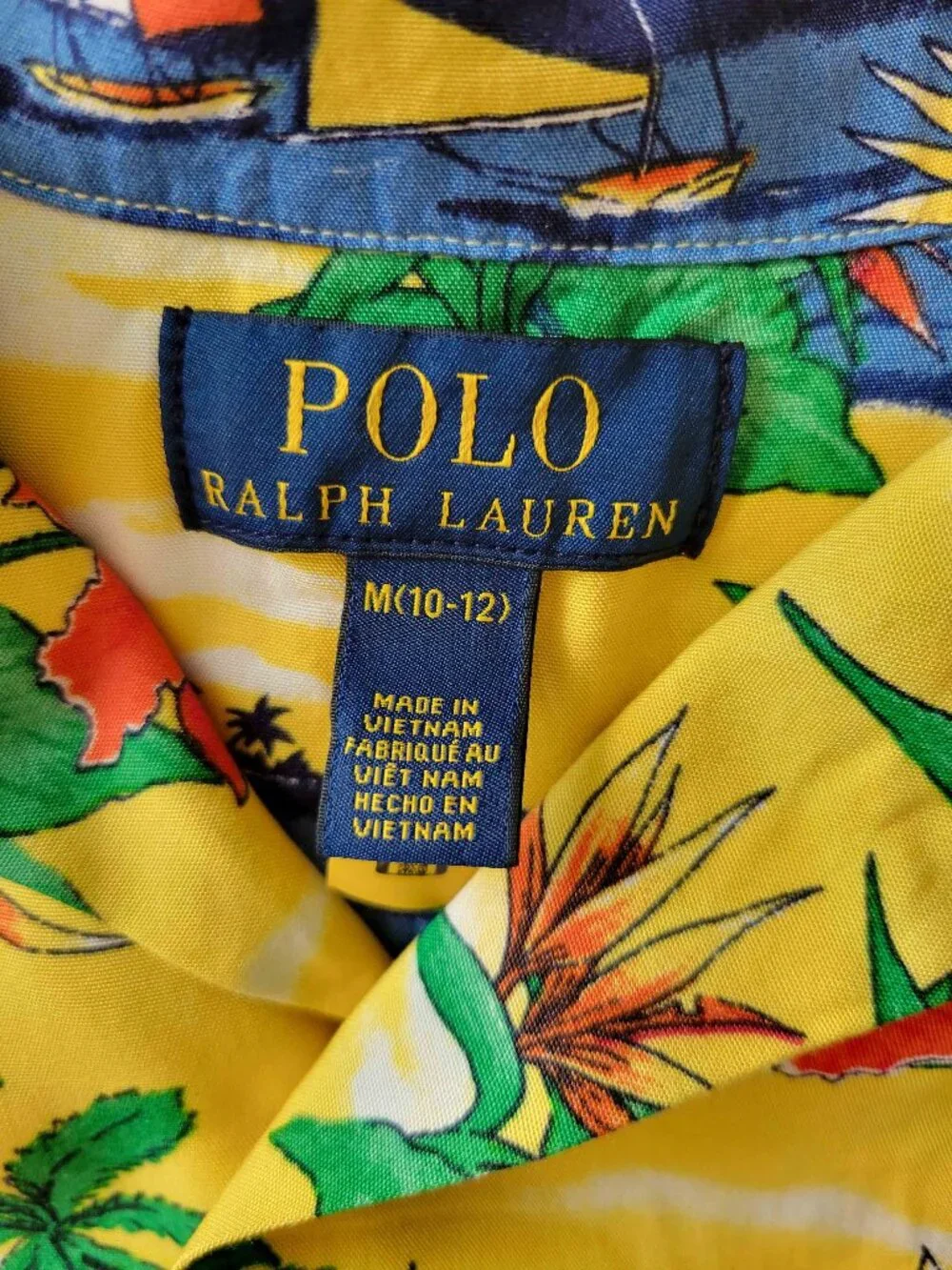 Polo Ralph Lauren Sailboat Tropical Print Camp Shirt Resort Cruise Kids M 10/12